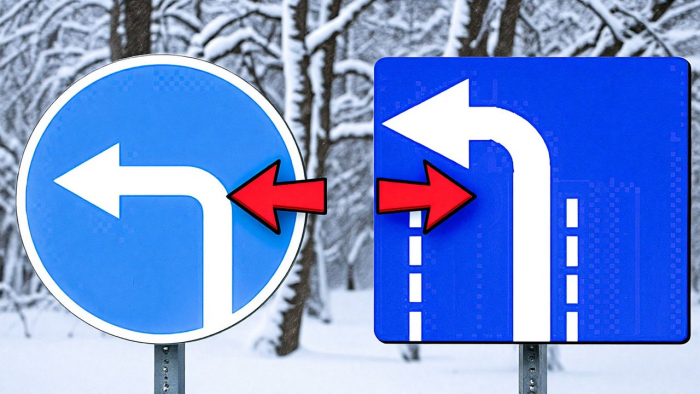 Чем отличаются круглый и квадратный знаки со стрелкой налево