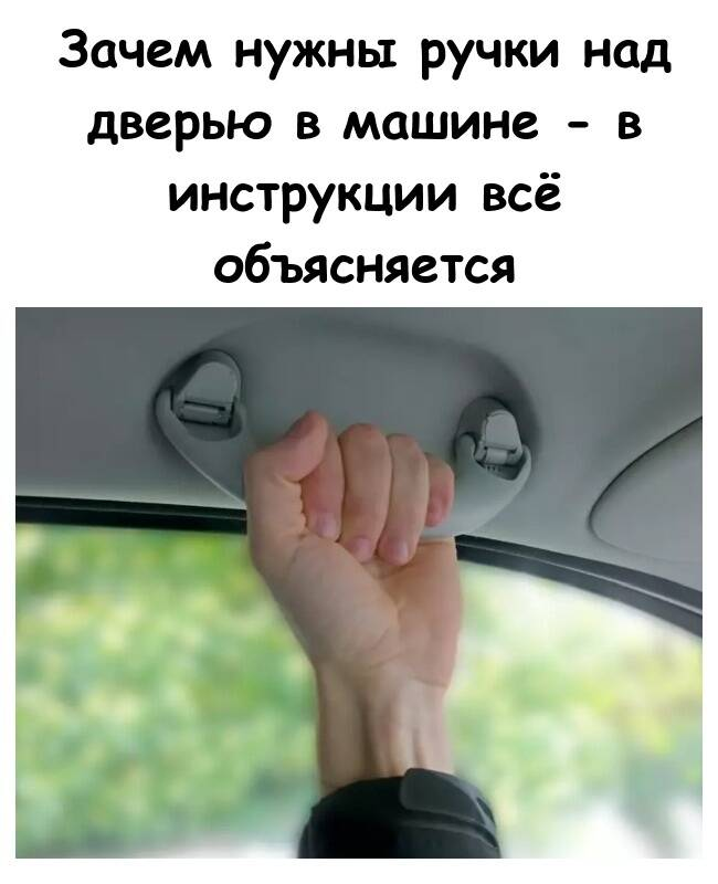 Зачем нужны ручки над дверью в машине - в инструкции все объясняется