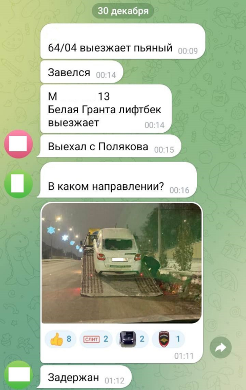 В Татарстане при помощи информации от граждан в мессенджере Telegram за 2024 год задержали 112 пьяных водителей