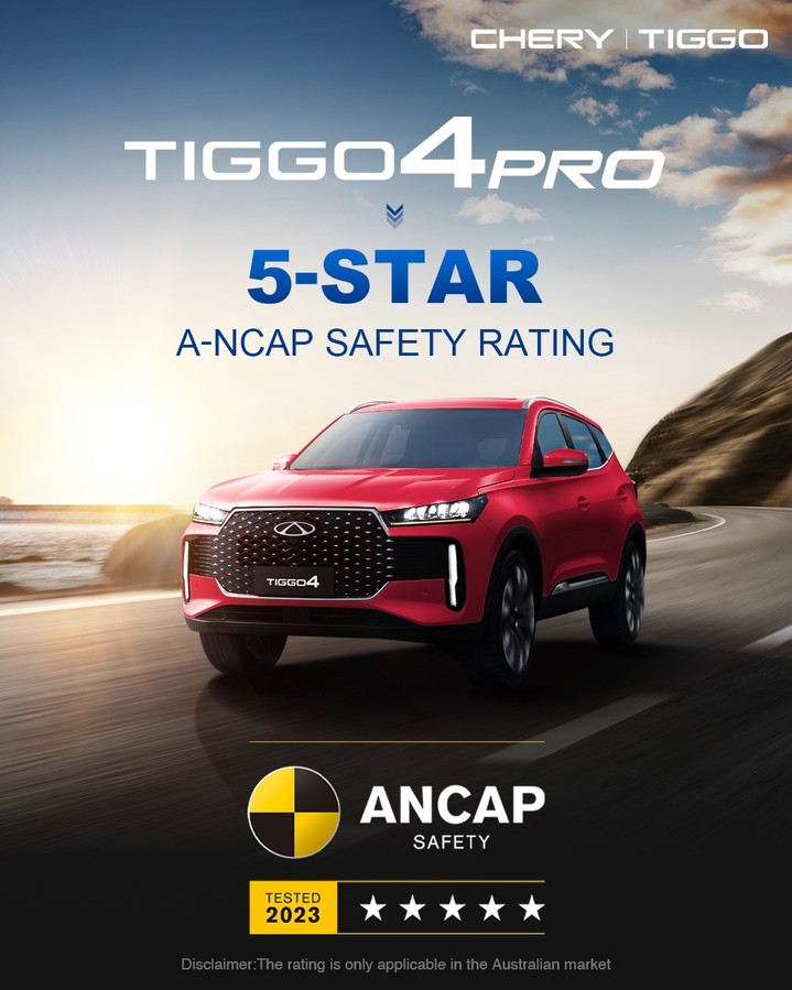 CHERY TIGGO 4 PRO получил 5 звезд в рейтинге безопасности Австралии - ANCAP  